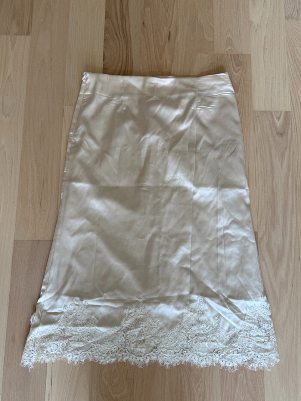Lace-Edged Satin Skirt